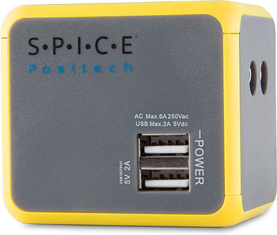 

Spice Positech Grey & Yellow Universal Travel Adapter Worldwide Adaptor(Grey)