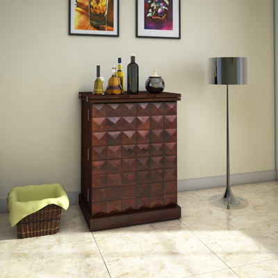 The Attic Sheesham Wood Solid Wood Bar Cabinet(Finish Color - Teak)