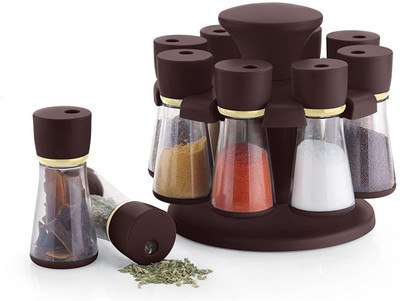 Floraware Floraware 8-Jar Revolving Spice Rack Masala Box Spice Set(Plastic) available at flipkart for Rs.499