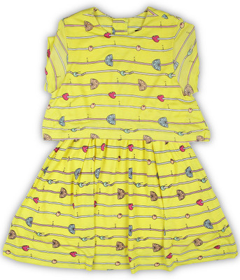 

United Colors of Benetton Girls Mini/Short Casual Dress(Yellow, Fashion Sleeve, 902