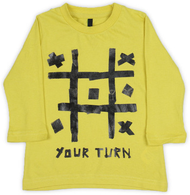 

United Colors of Benetton Boys Printed Cotton T Shirt(Yellow, Pack of 1, K24