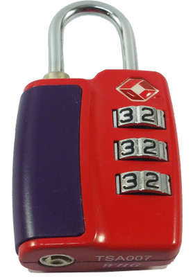 DOCOSS TSA-552- Approved 3 Digit USA luggage Bag Number Resettable Combination Padlock For Travelling International-Red Safety Lock(Red) available at flipkart for Rs.379