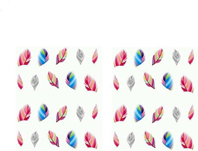 

stz Multi Colour Feather Nail Stickers Combo, 2 Pieces.(multicolor)