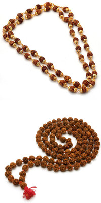 Devbhoomi Haridwar Devbhoomi Haridwar Rudraksh Mala with Golden Cap + Normal rudraksh mala Wood Chain