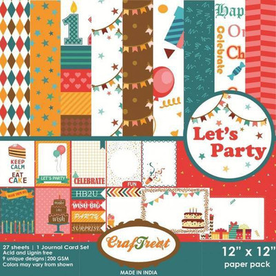 CrafTreat Desinger Series Craft Paper 12x12 inch Multipurpose Paper(Set of 1, Multicolor)