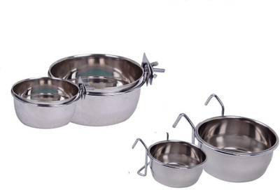 

Pets Empire Birds Feeder Bowl With Clamp Holder (200 ml) 2 Pcs + Birds Coop Cup Feeder Bowl With Hook Holder (200 ML) 2 Piece round Steel Pet Bowl(200 ml Silver)