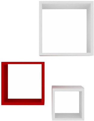 

Onlineshoppee Square Nesting MDF Wall Shelf(Number of Shelves - 3, White, Red)