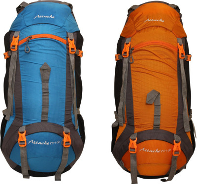 

Attache 1026R Hiking Backpack (Sky Blue & Orange) Set of 2 With Rain Cover … Rucksack - 75 L(Multicolor)