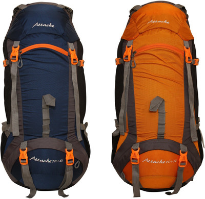 

Attache 1026R Hiking Backpack (Navy Blue & Orange) Set of 2 With Rain Cover … Rucksack - 75 L(Multicolor)