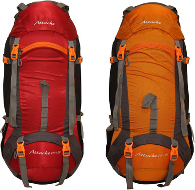 

Attache 1026R Hiking Backpack (Red & Orange) Set of 2 With Rain Cover … Rucksack - 75 L(Multicolor)