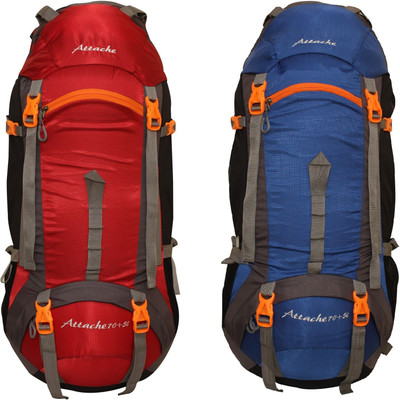 

Attache 1026R Hiking Backpack (Red & Royal Blue) Set of 2 With Rain Cover … Rucksack - 75 L(Multicolor)
