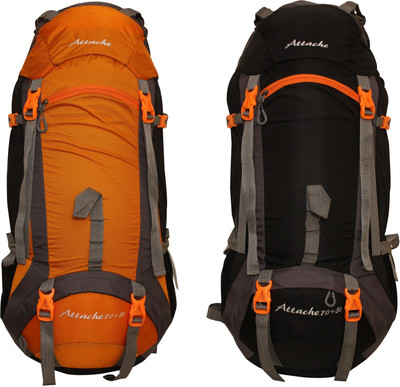 

Attache 1026R Hiking Backpack (Orange & Black) Set of 2 With Rain Cover … Rucksack - 75 L(Multicolor)