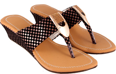 

Glam World Women brown::black Wedges
