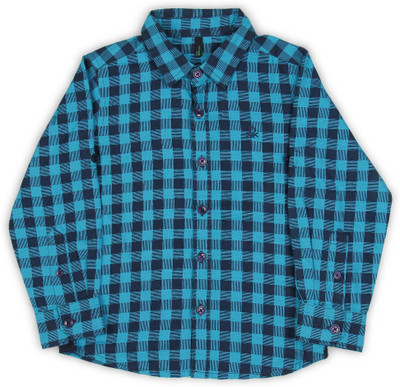 

United Colors of Benetton Boys Checkered Casual Dark Blue Shirt, 901