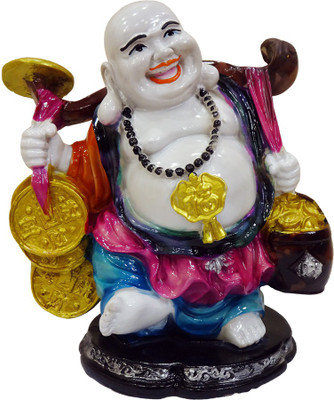 

FABZONE Lord Laughing Buddha Statue God Good Luck Charm Sculputer Handicraft Idol Diwali Decorative Spiritual Puja Vastu Showpiece Figurine - Religious Pooja Gift Item & Murti for Mandir / Temple / Home / Office Decorative Showpiece - 28 cm(Polyresin, Mul