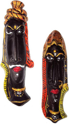 

Rasoh village hand artz terracotta decorative king queen rajasthani decoratives Decorative Showpiece - 20 cm(Terracotta, Multicolor)