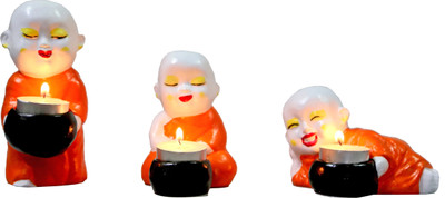 

Global Voice buddha statue candle holder(set of 3) Polyresin 3 - Cup Candle Holder(Multicolor, Pack of 3)