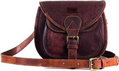 

CraftShades Girls Casual Brown Genuine Leather Sling Bag