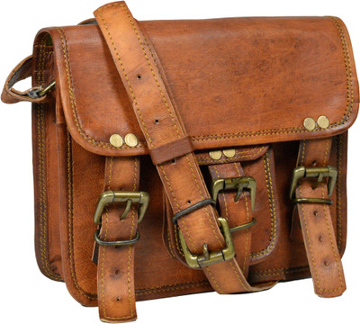 ALBORZ Women Casual Brown Genuine Leather Sling Bag