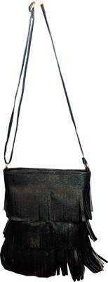 

Great india deal Girls Casual Black Leatherette, PU, Rexine Sling Bag