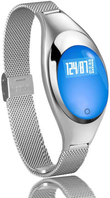

Prague Women Smart Bracelet with BP & Hearth Rate Monitor Silver, Blue Screen Smartwatch(Silver Strap Free Size)