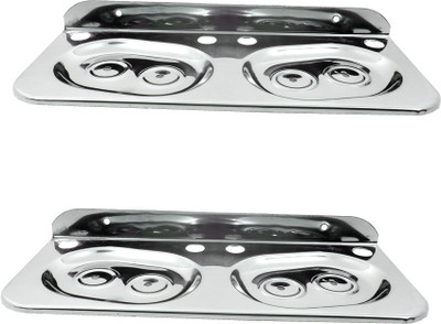 

RoyaL Indian Craft 2 Pcs 11 inch 3 in 1 Stainless Steel Toothbrush Holder(Silver, Wall Mount)