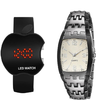 COSMIC SILVER GREY TWO TONE COLLECTION MEN WATCH WITH BLACK APPLE LED PARTY WEAR COMBO OF TWO Analog-Digital Watch  - For Boys   Watches  (COSMIC)