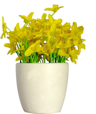 

HOB Yellow, White Assorted Artificial Flower with Pot(10 inch, Pack of 1)