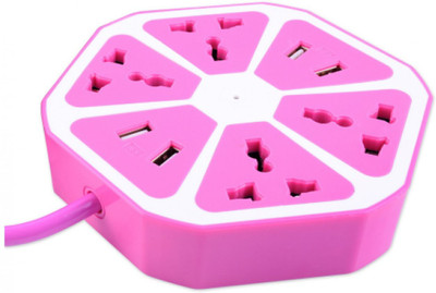 

xlncpro Multi-Purpose Hexagon 4 USB+4 Way Charging Switch Pink Colour 10 A Three Pin Socket