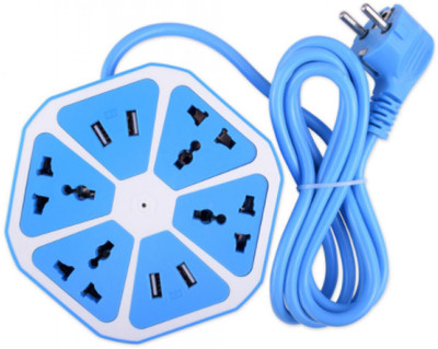 

xlncpro Multi-Purpose Hexagon 4 USB+4 Way Charging Switch Blue Colour 10 A Three Pin Socket