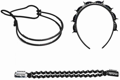 

NAWAB Twist Styling Plait Braider Headband , Messy Bun Headband & Bob Maker Hair Styling Tool (set of 3) Hair Accessory Set(Black)