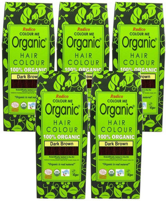 

radico Certified Organic Dark Brown ( 5 in 1 Pack) Hair Color(100 g)