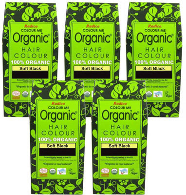 

RADICO Certified 100% Organic Soft Black (5 IN 1 Pack) Hair Color(100 g)