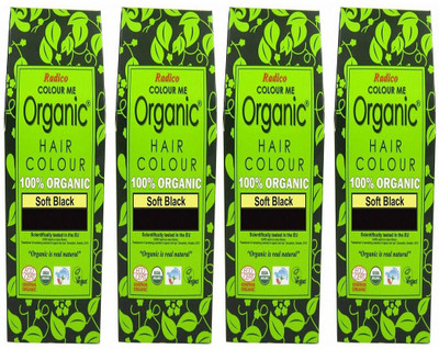 

RADICO Certified Organic Soft Black (4 IN 1 Pack) Hair Color(100 g)