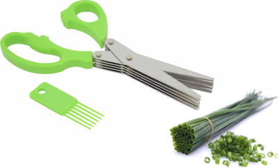 

VR Multi-functional 5 Layers Vegetable Stainless Steel Herbs Scissor(Green, Pack of 1)