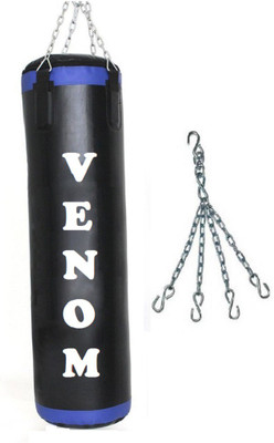 

Venom 2.5 Feet Long, P.U Material, BLACK and BLUE Color, Unfilled with Chain Hanging Bag(2.5, 30 kg)