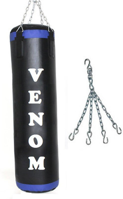 

Venom 3.5 Feet Long, P.U Material, BLACK and BLUE Color, Unfilled with Chain Hanging Bag(3.5, 42 kg)