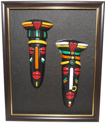 

Sarvsiddhi Wall Hanging Frame With Terracotta Tribal Couple Mask Decorative Showpiece - 27 cm(Terracotta, Wooden, Multicolor)