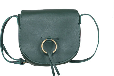 

peaubella Girls Casual Green Leatherette Sling Bag