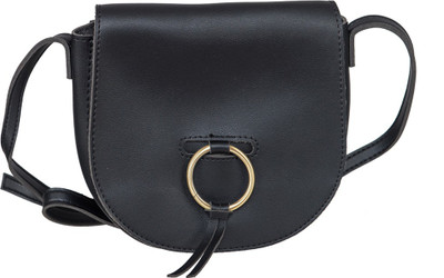 

peaubella Girls Casual Black Leatherette Sling Bag