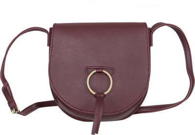

peaubella Girls Casual Maroon Leatherette Sling Bag