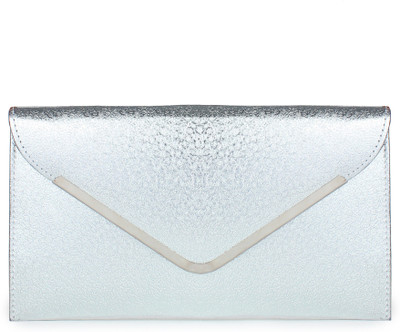 VELINA Girls Casual Silver Leatherette Clutch