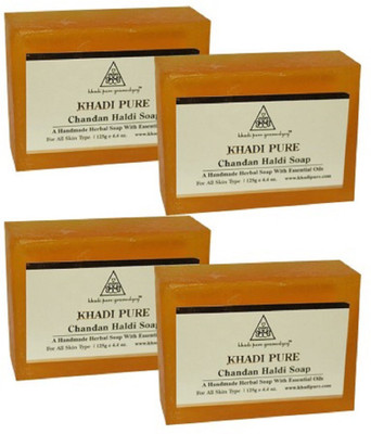 Khadi Pure Gramodyog CHANDAN HALDI SOAP - 125 G (SET OF 4)(4 x 125 g)