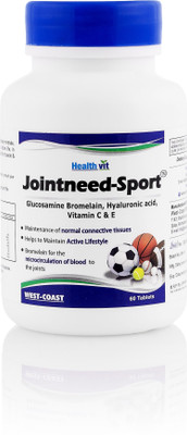 

HealthVit Jointneed-Sport Glucosamine Bromelain, Hyaluronic acid, Vitamin C & E 60 Tablets(60 No)