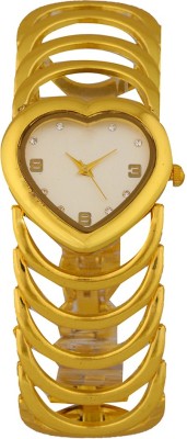 Merchanteshop Heart Dial Gold Plated Diamond Studded Analog Watch  - For Women   Watches  (Merchanteshop)