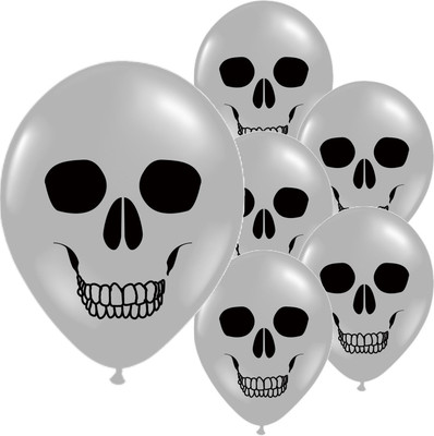 

PartyballoonsHK Printed Skull Balloon(White, Black, Pack of 30)