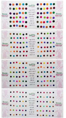 

Roop Nikhar Bollywood Plain Colored Small Round Size Combo Bindi Stickers Plain Kumkum Indian Style Forehead Multicolor Bindis(Bindi)