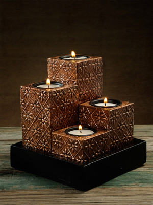 

RANGRAGE Wooden Candle Holder(Copper, Pack of 1)