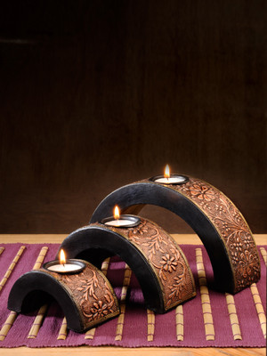 

RANGRAGE Wooden Candle Holder(Copper, Pack of 1)