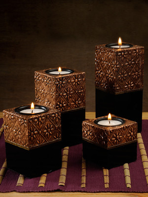 

RANGRAGE Wooden Candle Holder(Copper, Pack of 1)